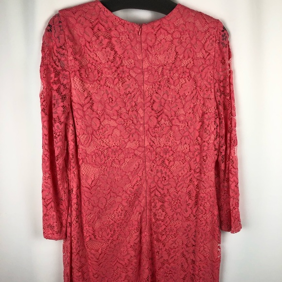American Living Coral Pink Knee Length Lace Dress - Size 14 - Picture 10 of 14